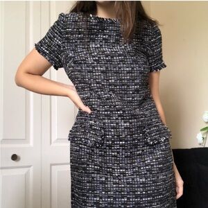 Banana Republic Black and Purple Tweed Shift Career Dress Size 6 EUC